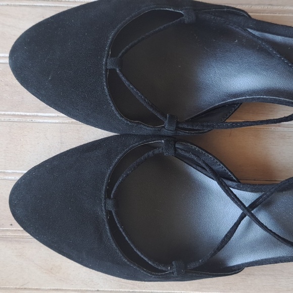 Kenneth Cole New York Tonniane Black Suede Wrap Around Ankle Lace Up Block Heel - Picture 3 of 12